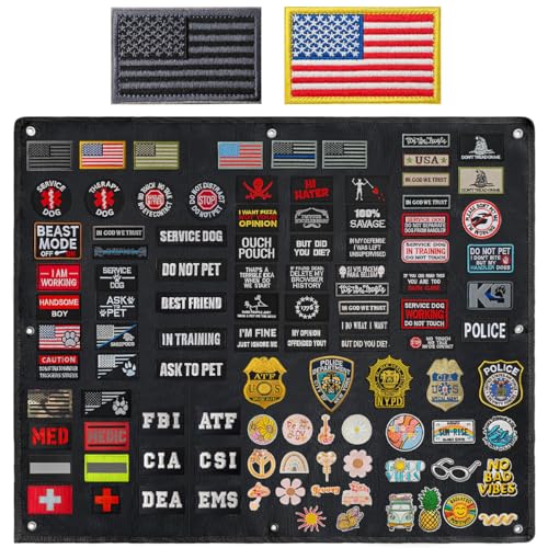 Tactical Patch Wall Board,Collapsible Display, Hook and Loop Military