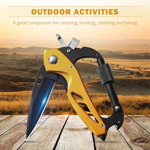 6-in-1 Carabiner Multitool with Folding Knife - Gold
