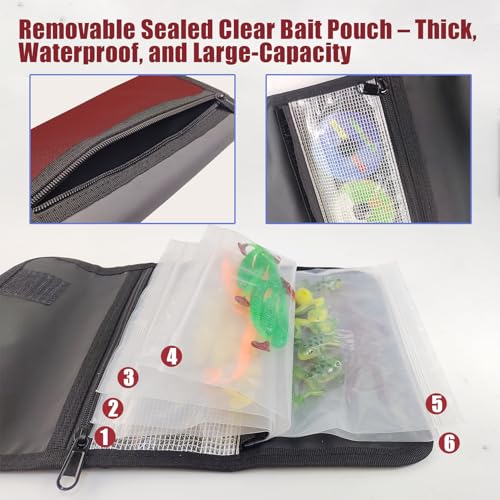 Soft Lure Storage Binder - Dark Red Fishing Organizer