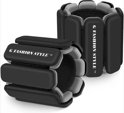 G FASHION STYLE Wearable Wrist & Ankle Weights, Set of 2 (1 LB ea.), Adjustable Arm Weights Set, Weight Loss strenght training bracelet, Women/Man. (Black)