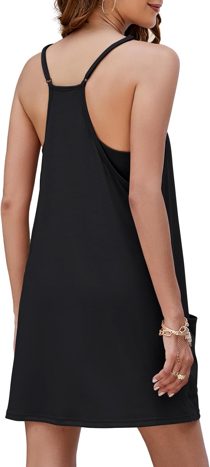 Nirovien Women's Tennis Dress - Sleeveless Mini Workout Dress with Shorts | Athletic Golf Style