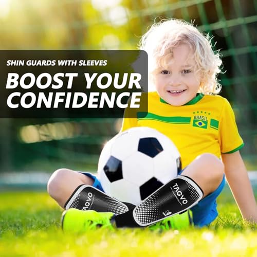 TAGVO Youth Soccer Shin Guards Small Black Kids Protective Leg Gear