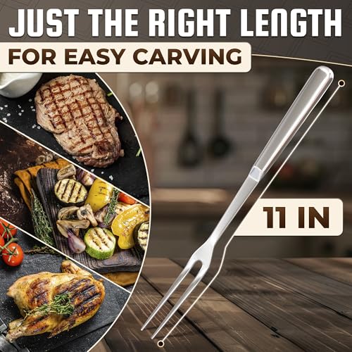 Lagarto 11-inch Carving Fork for Meat - Stainless Steel Serving & Cooking Fork, Includes 1 Pcs