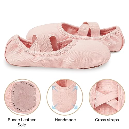 Ballet Shoes for Toddlers - Highly Elastic Canvas Slippers - 11 Little Kid / Ballet Pink