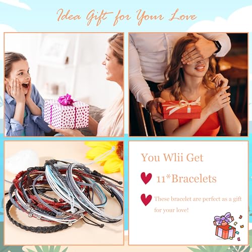 Waterproof String Anklet Bracelet Set - 11pcs for Women