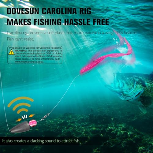 Dovesun 3/0 Size Pre-tied Carolina Rig Kit for Bass & Catfish Fishing 10PCS
