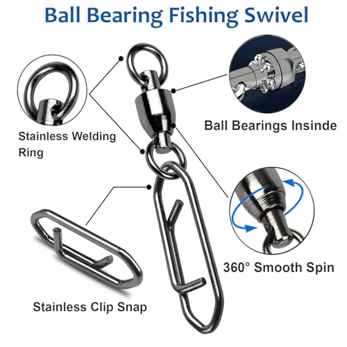 AMYSPORTS High Strength Snap Swivels Stainless Bearing Rolling