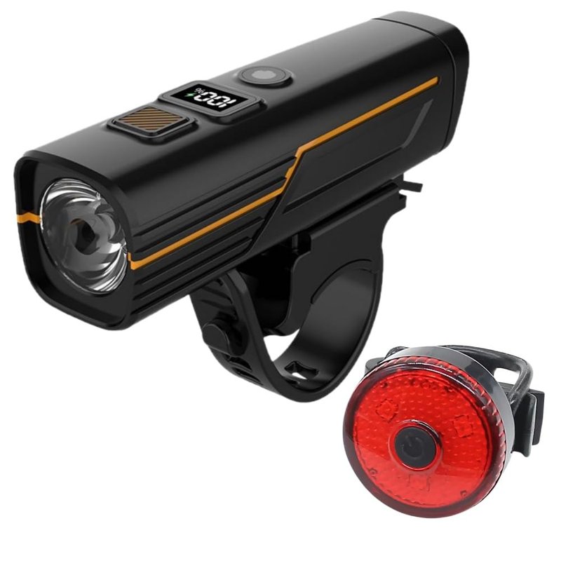Night Eyes Bike Lights 2 Pack, USB C Rechargeable Bicycle Headlight and Taillight Set, IPX6 Waterproof LED Front Rear Light, Easy Tool-Free Installation for Cycling Night Riding Safety