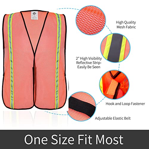 Dazonity Safety Vests,10pcs,Mesh,High Visibility Reflective Strips, Fit for Men & Women, Work, Construction,Surveyor, Parking,Warehouse,Volunteer, Crossing Guard, Road
