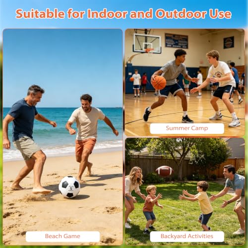 SIKEMAY 3-Piece Sports Balls Set - Soccer, Football, Basketball with Pump