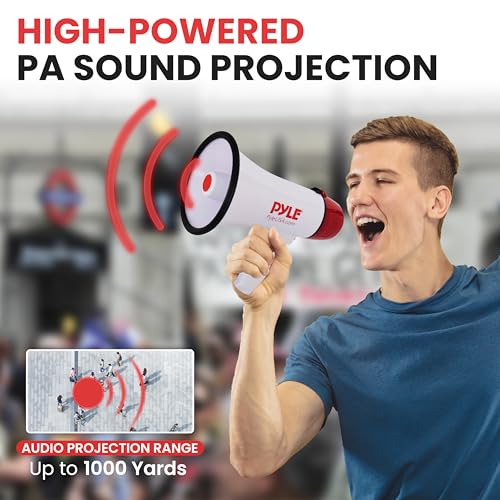 Portable Megaphone Bullhorn 20W with Siren Alert - 1000 Yards Range