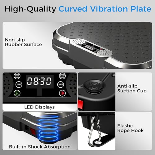 Vibration Plate Exercise Machine - 9 Programs, 250 Speeds - Black