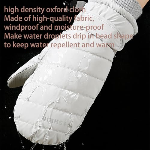 Winter Ski Mittens - Waterproof Windproof Snow Gloves - Light Gray