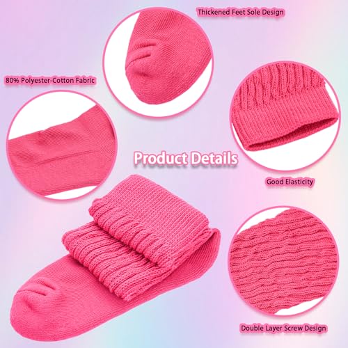 Extra Long Slouch Socks for Women - Rose Red Knee High Socks