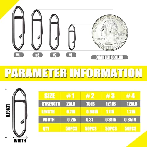 Fishing Speed Clips - 50pcs Stainless Steel Quick Change Snap 75LB