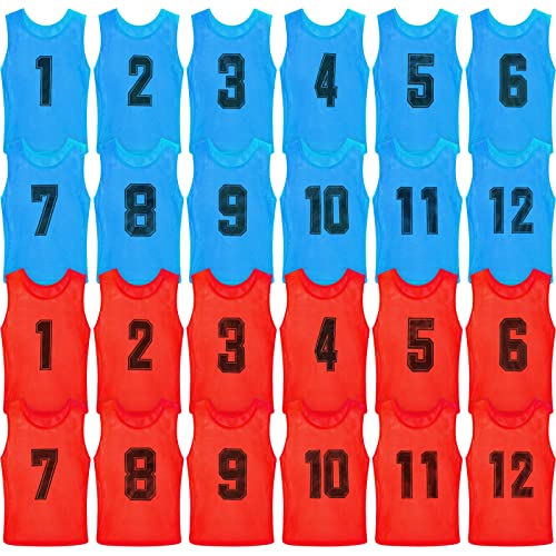 24 Pack Nylon Mesh Practice Vests for Team Sports Training
