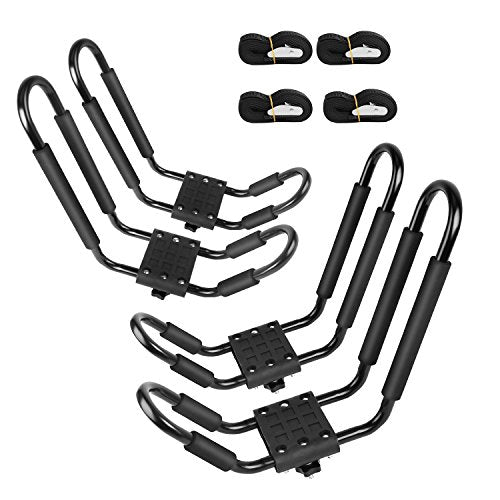Kayak Rack for 2 Kayaks - Heavy Duty J Bar with 150 lbs Capacity
