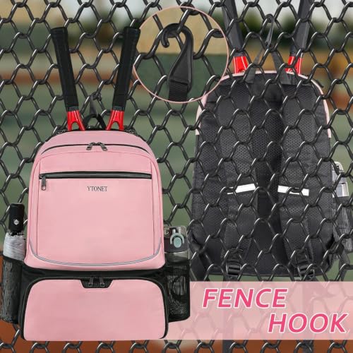Ytonet Large Pink Tennis Backpack for 2 Rackets – Insulated Cooler Pocket