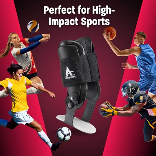 Cramer Active Ankle T2 Brace Medium Black - Rigid Support for Sprains, Volleyball & Cheerleading