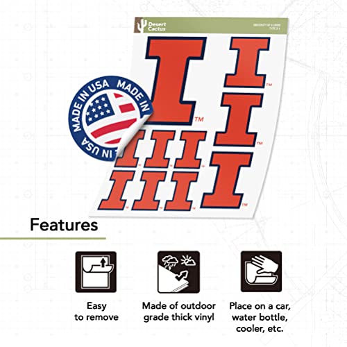 Desert Cactus Illinois Illini Sticker Decal T3-1 - Officially Licensed USA Made