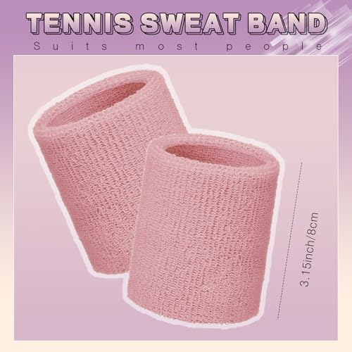 Wrist Sweatbands for Sports - Absorbent Cotton, Pack of 6 - Flesh Pink, Pink, Dark Blue