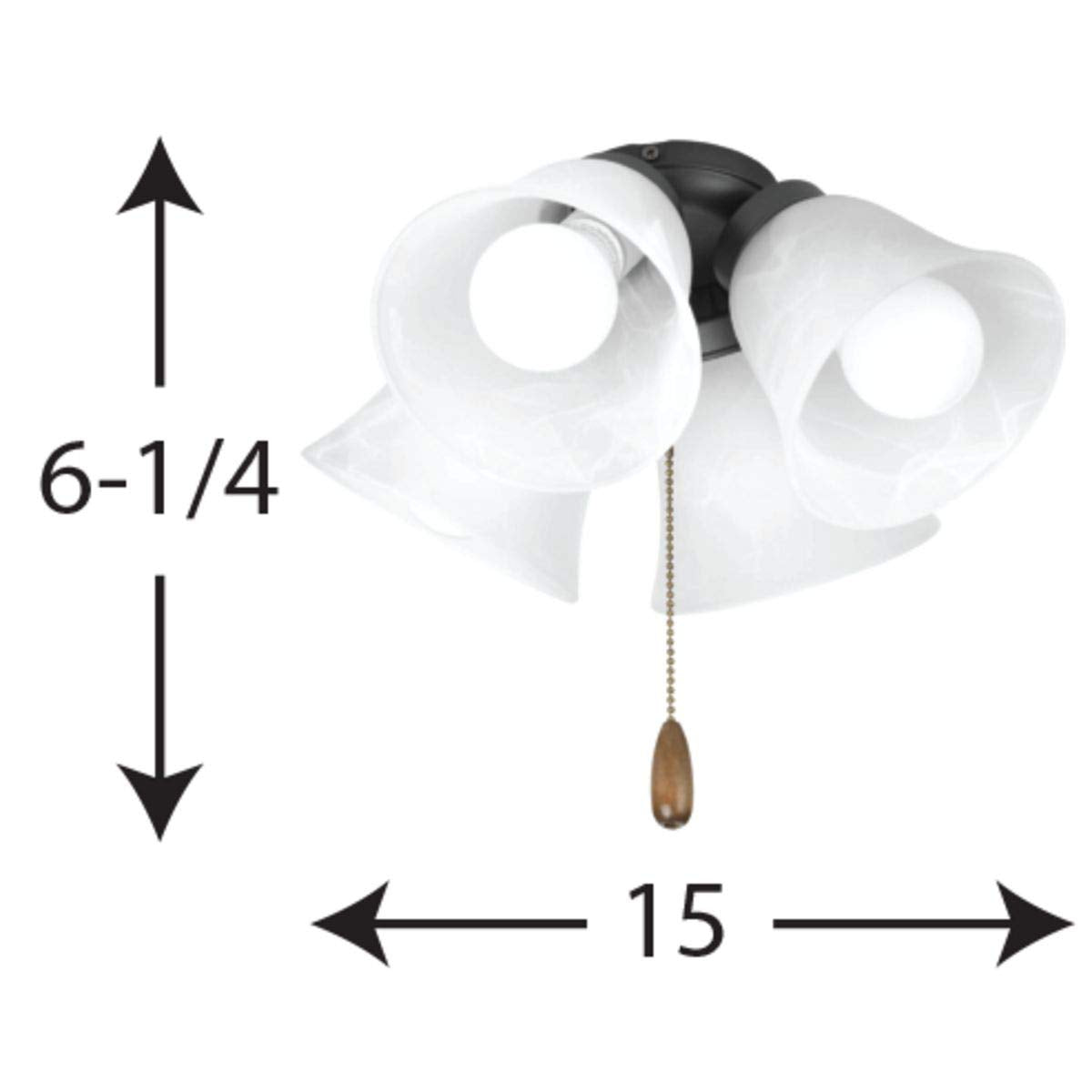 Progress Lighting 4-Light Ceiling Fan Light Kit for AirPro Collection Ceiling Fans, Transitional Style, Includes 4 LED Light Bulbs, Graphite