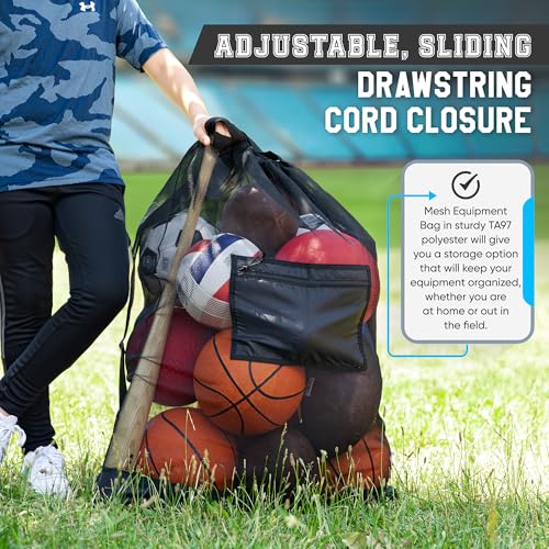 Large Mesh Sports Ball Bag - 30x40 - Durable Gear Carrier with Strap