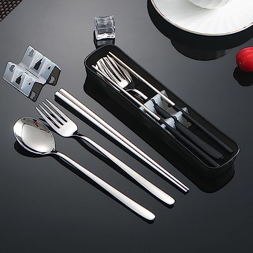Portable Travel Cutlery Set - 4-Piece Stainless Steel Flatware