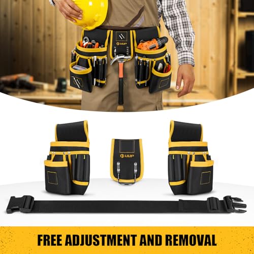 Magnetic Tool Belt for Men, 26 Pockets Heavy Duty Tool Pouch, Magnet Holster Nail Utility Toolbelt Detachable Adjustable Waist Holder for Handyman Contractor Mechanic Plumber Roofer Carpentry Dad Gift