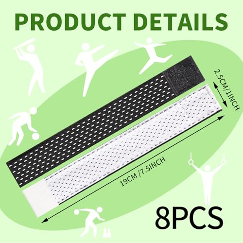 8-Pack Breathable Mesh Softball Sleeve Holders - Adjustable Black & White