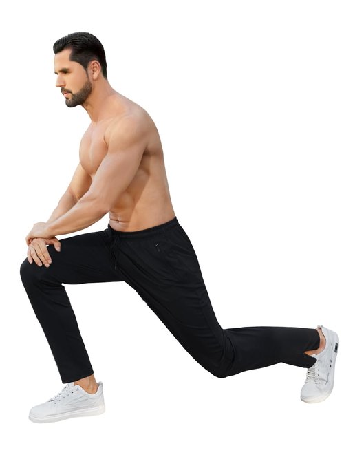 Auxo Men Joggers Pants Athletic Tapered Jogging Pants Leglock Gym Jogger Sweat Pants Ankle Zip with Pockets Black M