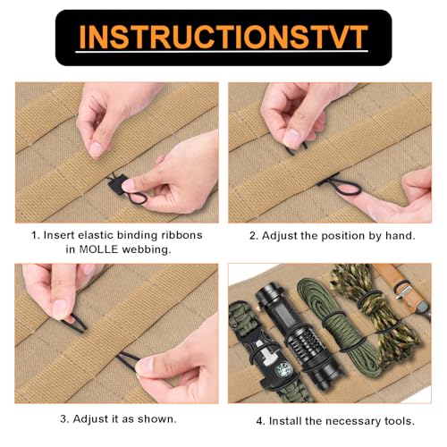 15PCS Tactical Molle Backpack Attachment Set - Elastic Webbing - Black