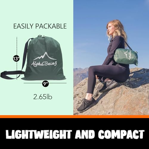 AlphaBeing Military Green Inflatable Lounger Chair - Air Sofa Hammock for Camping & Outdoor Travel