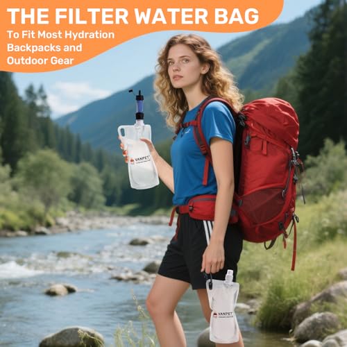 VANPET 1L Hiking Collapsible Water Bottles, 33OZ BPA-Free Plastic