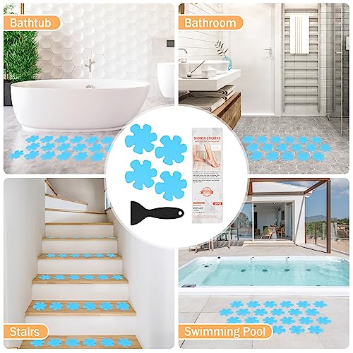 24 PCS Blue Non-Slip Bathtub & Shower Safety Stickers - Flower Shape