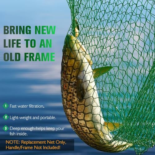 Fishing Net Replacement - Foldable Nylon Landing Net 13.78" Dia - Green