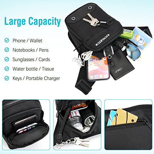 Black Drop Leg Bag for Men & Women - Waterproof Motorcycle Thigh Bag with Removable Straps