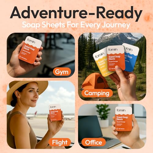Portable Travel Soap Sheets - 100 Orange Dissolvable Soap Sheets