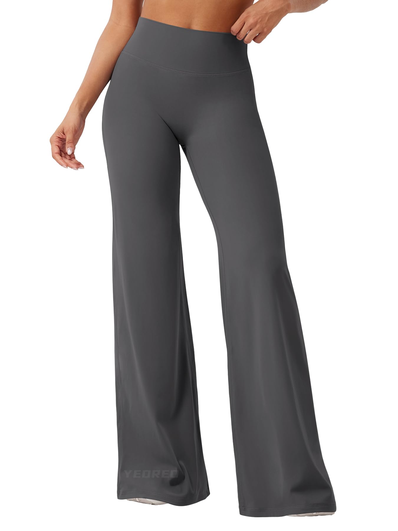 YEOREO Workout Women Straight Leggings 35" Eddiy Gym Yoga Pants Dark Gray S