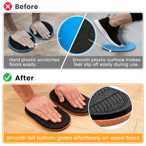 Core Sliders for Home Gym Fitness - 2PCS Oval Sliding Discs