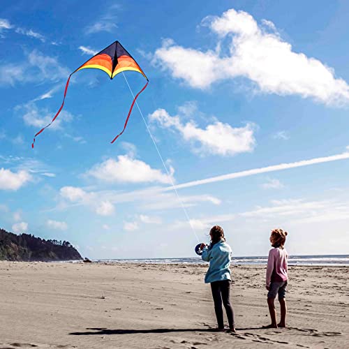 Kaiciuss 1/60'' Yellow Black Large Single Line Beach Kite for Adults & Kids, Easy to Fly