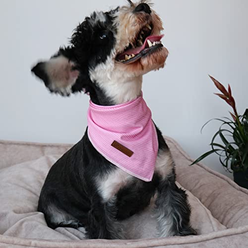 Cotton Dog Bandana - Washable Triangle Pet Scarf for Small Dogs - Pink Dot (S)