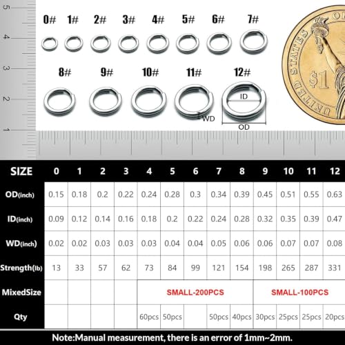 Fishing Split Rings - Heavy Duty Stainless Steel, 50 Pcs - 4#