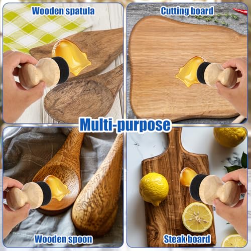 Wood Cutting Board Oil Applicator with Cover, Butcher Block Mineral Brush Tools Gadgets for Kitchen Scrapers Bowls Spoons