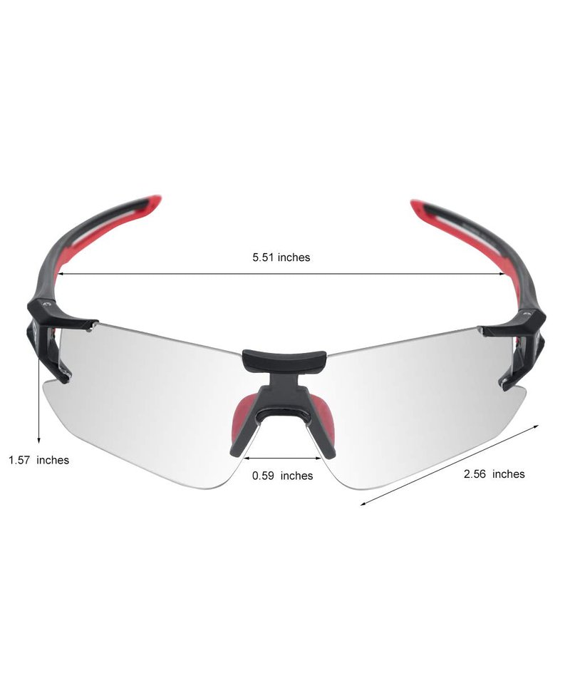 RockBros Cycling Sunglasses Photochromic Bike Glasses for Men Women Sports Goggles UV Protection, Black Red, regular