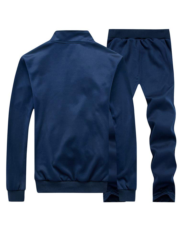 PASOK Men's Casual Tracksuit Long Sleeve Full Zip Running Jogging Sweatsuit Athletic Sports Set Black M