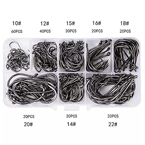 Large Premium Fishing Hooks Set - 240pcs in 8 Sizes