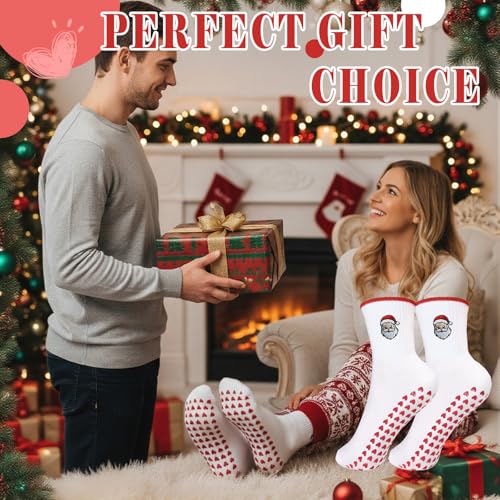 Women's Non-Slip Grip Pilates Socks - Santa Claus, Size 6-11