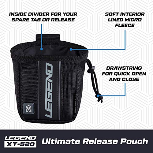 Legend XT520 Quick Release Pouch & Finger Tab Bag | Interior Divider for Better Organization & Storage of Release Aids | Attaches to Standard 2" Belt | Quick Drawstring Closure