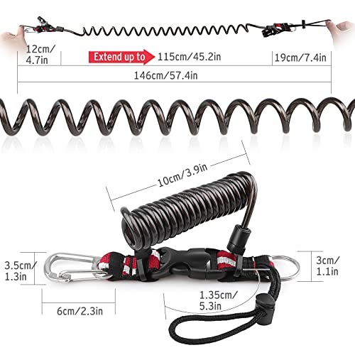 OVOVFANY Black Coiled Diving Lanyard with Quick Release Buckle